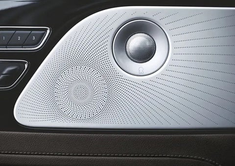 Two speakers of the available audio system are shown in a 2023 Lincoln Aviator® SUV | Lexington Park Ford Lincoln in California MD