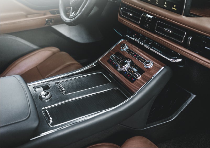 The front center console of a 2023 Lincoln Aviator® SUV is shown in | Lexington Park Ford Lincoln in California MD