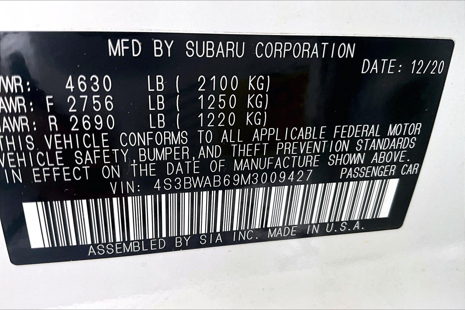2021 Subaru Legacy 2.5