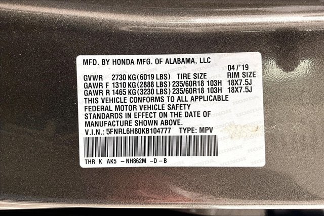 2019 Honda Odyssey Touring