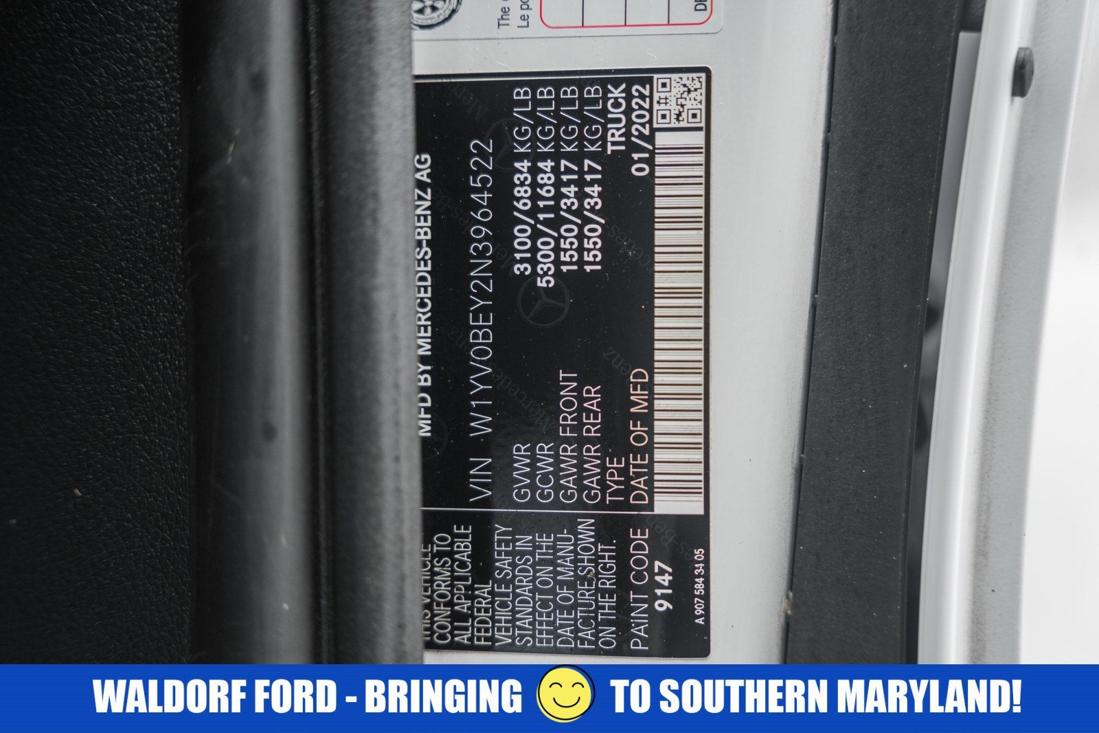 2022 Mercedes-Benz Metris Cargo Van Standard Roof 126" Wheelbase