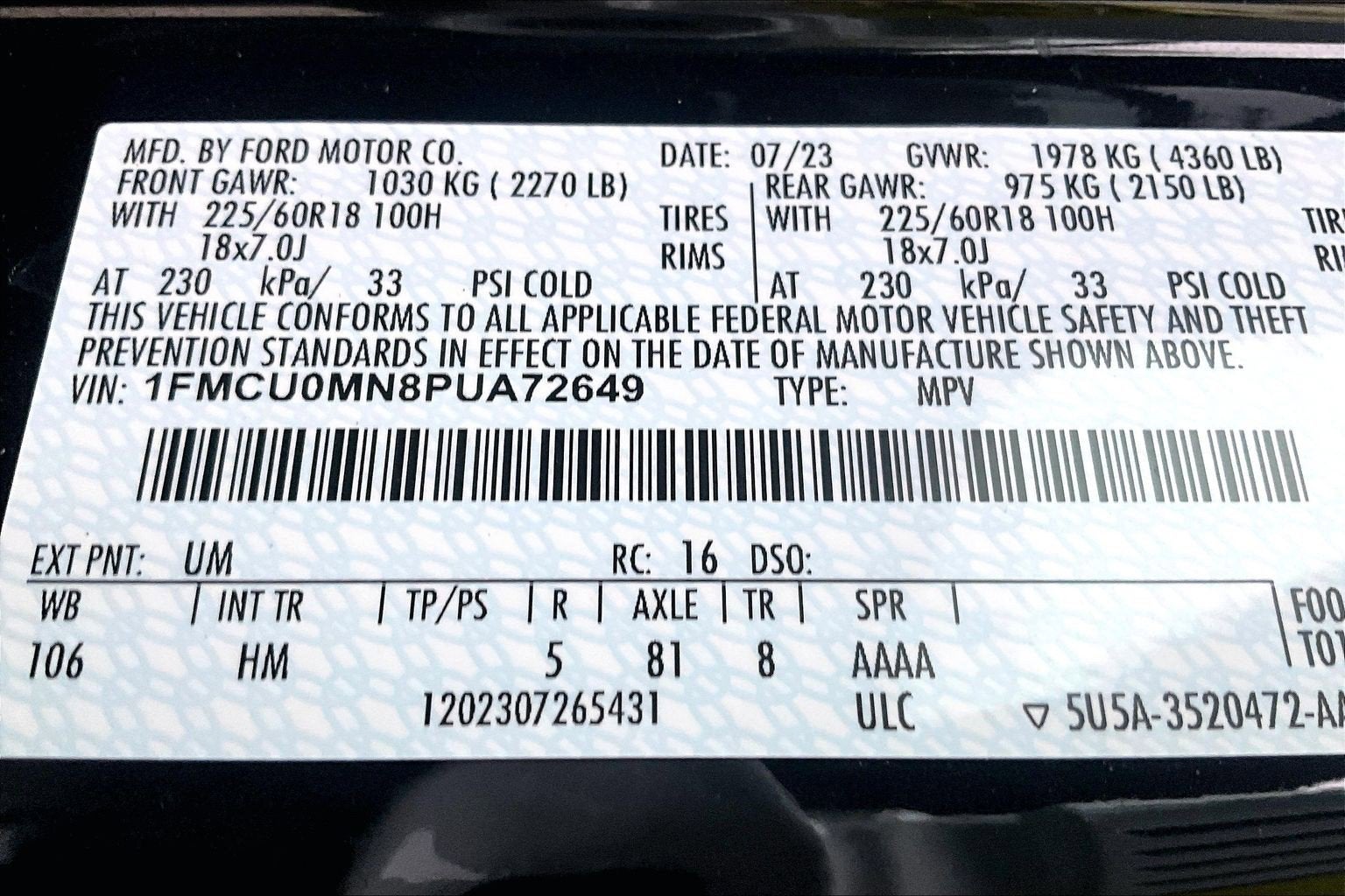 2023 Ford Escape ST-Line TECH PKG