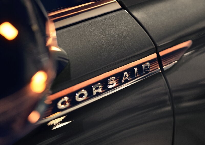 The stylish chrome badge reading “CORSAIR” is shown on the exterior of the vehicle. | Lexington Park Ford Lincoln in California MD