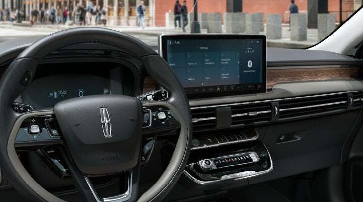 The center screen of the new 2025 Lincoln Corsair® SUV is showcased with its SYNC® 4 capabilities highlighted | Lexington Park Ford Lincoln in California MD