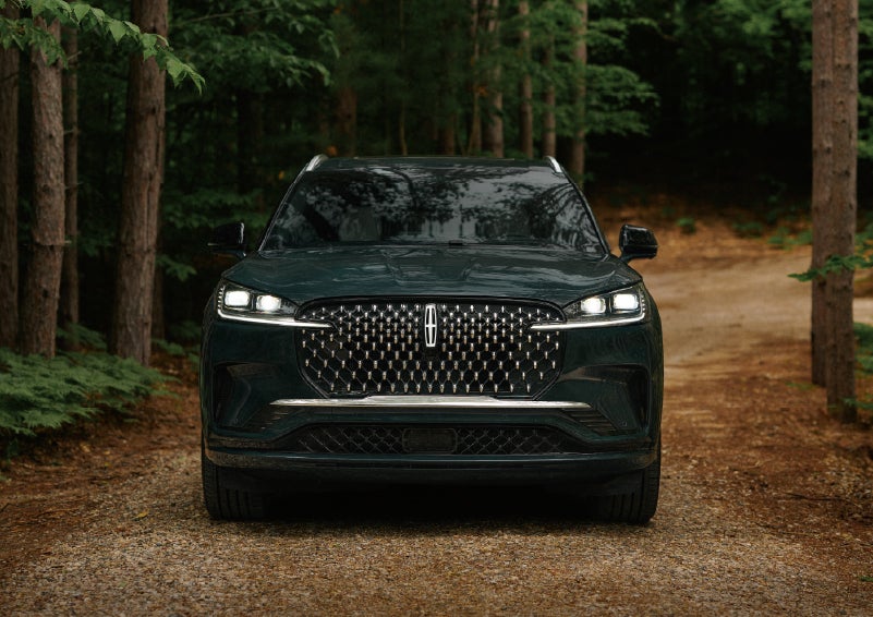 The front grille of a 2027 Lincoln Aviator® Black Label™ SUV is shown. | Lexington Park Lincoln in California MD