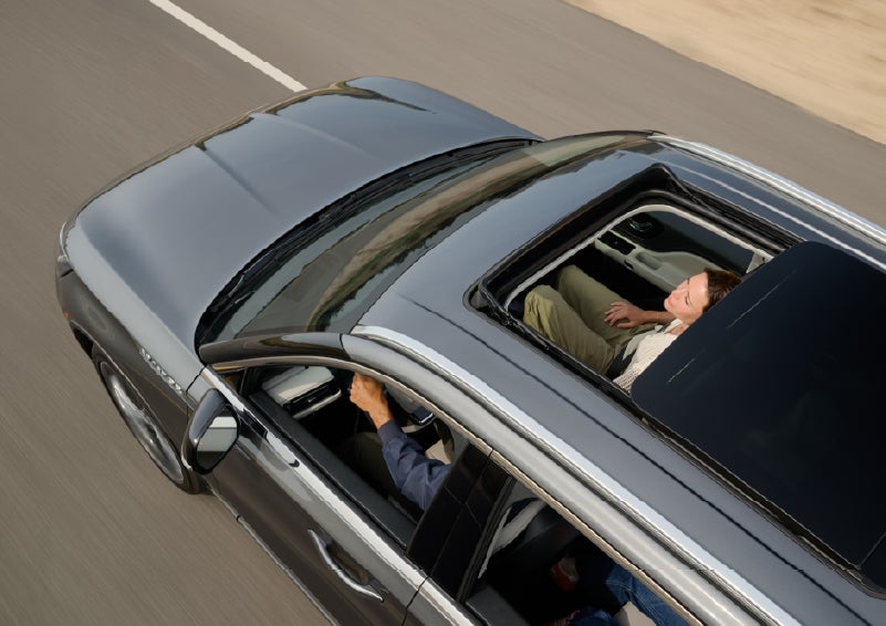 The available panoramic Vista Roof® of a 2027 Lincoln Aviator® SUV is open. | Lexington Park Lincoln in California MD